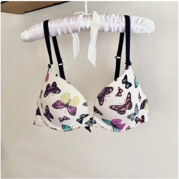 🪞 Pink VS butterfly printed cotton push up bra top 32b by victoria’s secret - Picture 1 of 5